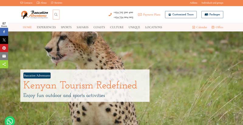 Sample Web Design Projects in Kenya best web development company in africa based in kenya for toursim and safari websites