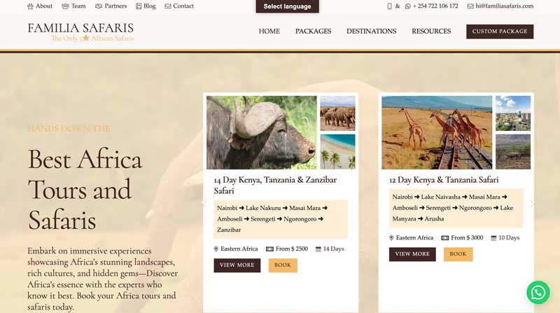 Sample Web Design Projects in Kenya top company in kenya for hospitality web design and tours and travel web design digital 4 africa