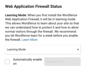 web application firewall settings