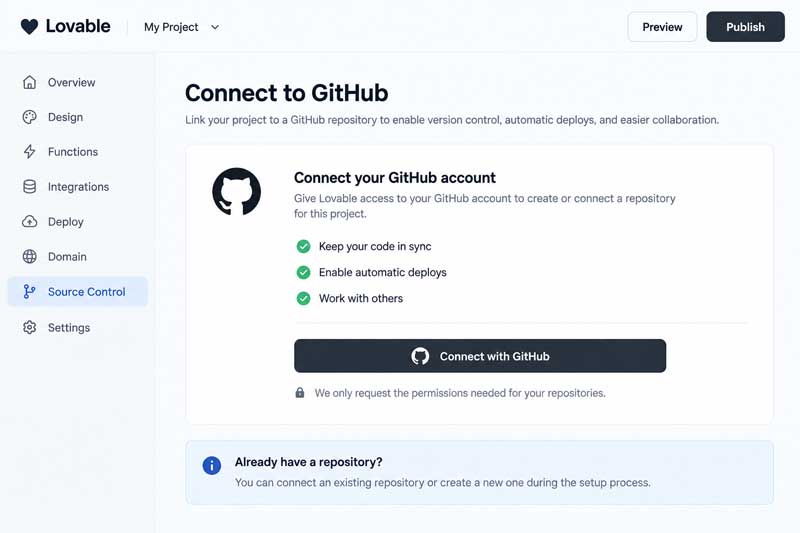 lovable github connect project integration